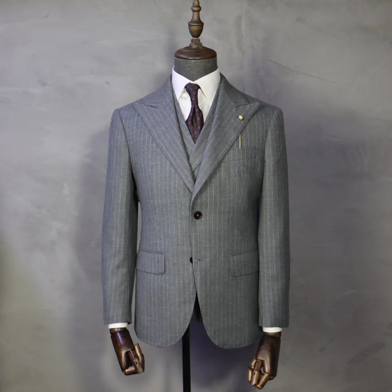 MTM Half Canvas Tailor Custom  Mens Suit Bespoke  100%Wool  3 Piece Set Business Suits With Vest Wedding Suits For Man