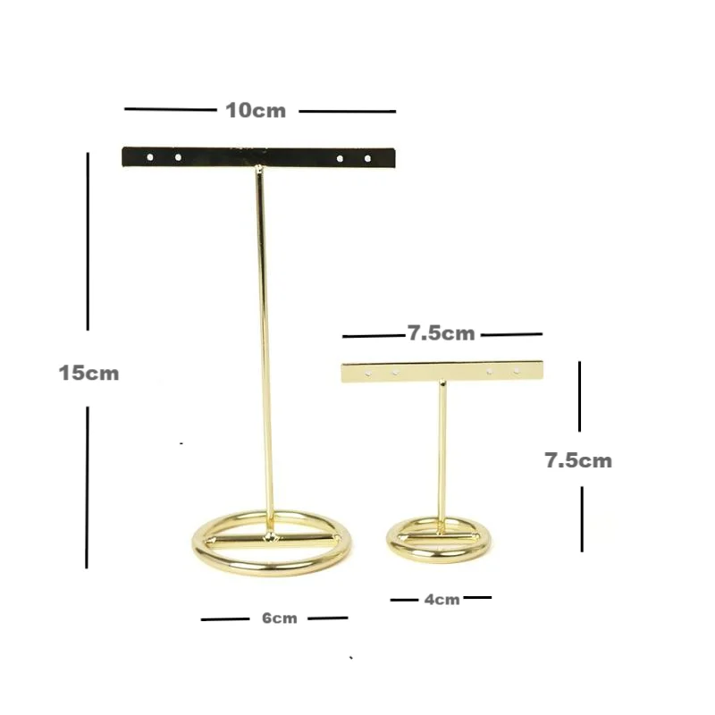 GP 50P T shape jewellery stable gold plated metal earrings stand jewelry display stand wholesale Buy one big get one small free