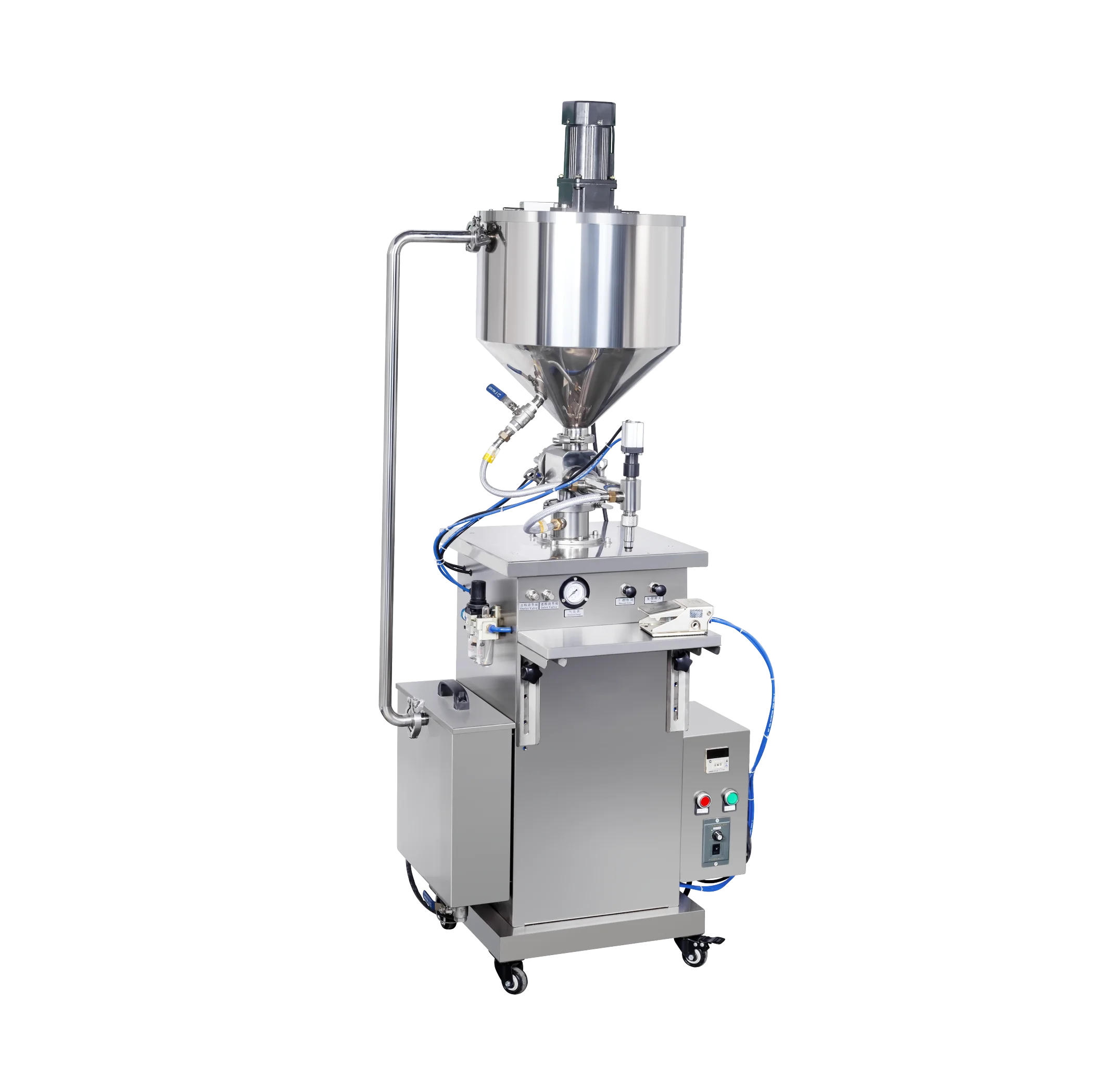 Vertical Semi-automatic Liquid Filling Machine With Mixer And Heated Filling Machine For Honey, Candle Wax And Petroleum Jelly