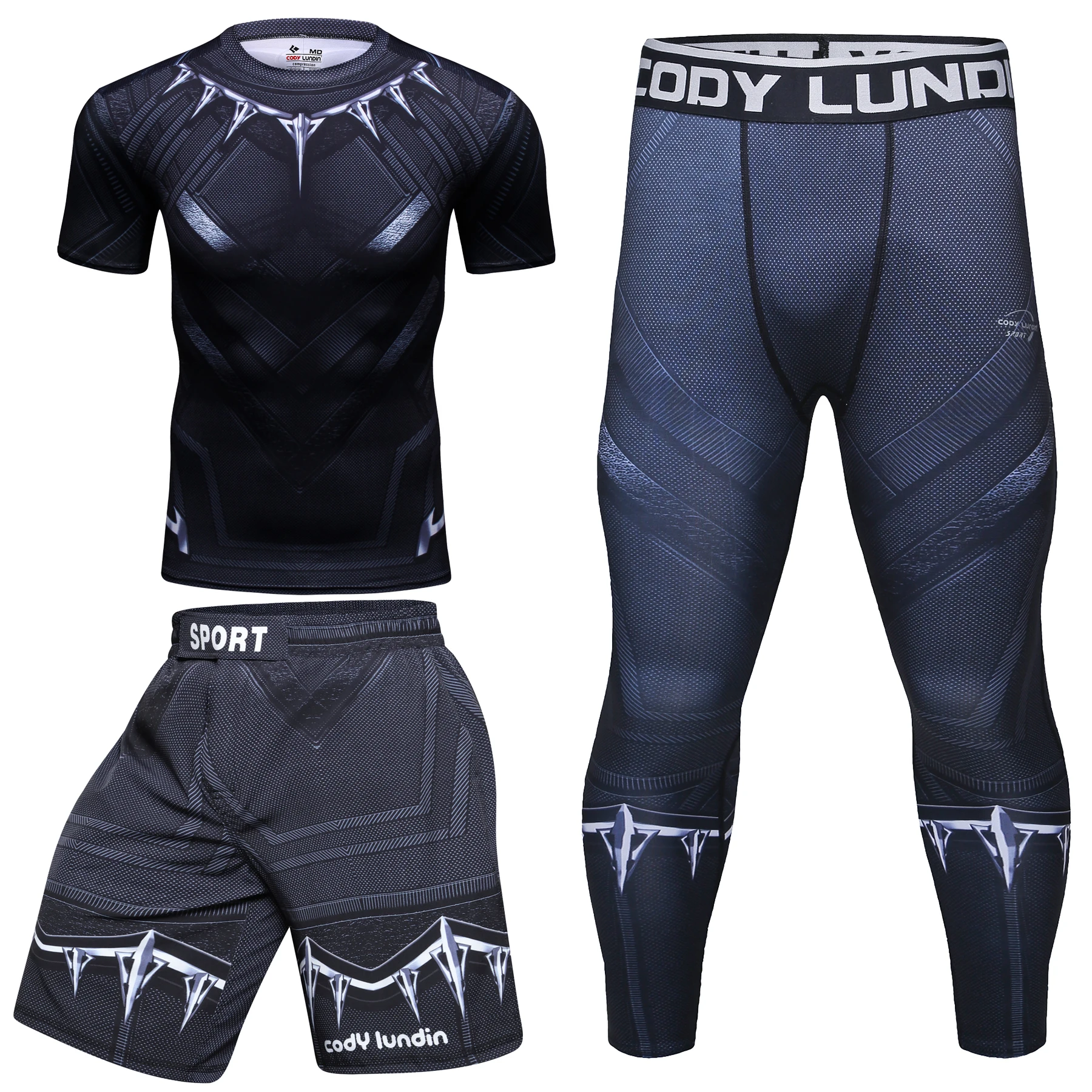 Cody Lundin Men Sublimation Printed Gym MMA Rush Guard Long Sleeve Trousers Mens Rashguard Sets for Workout Sports Gym Wear