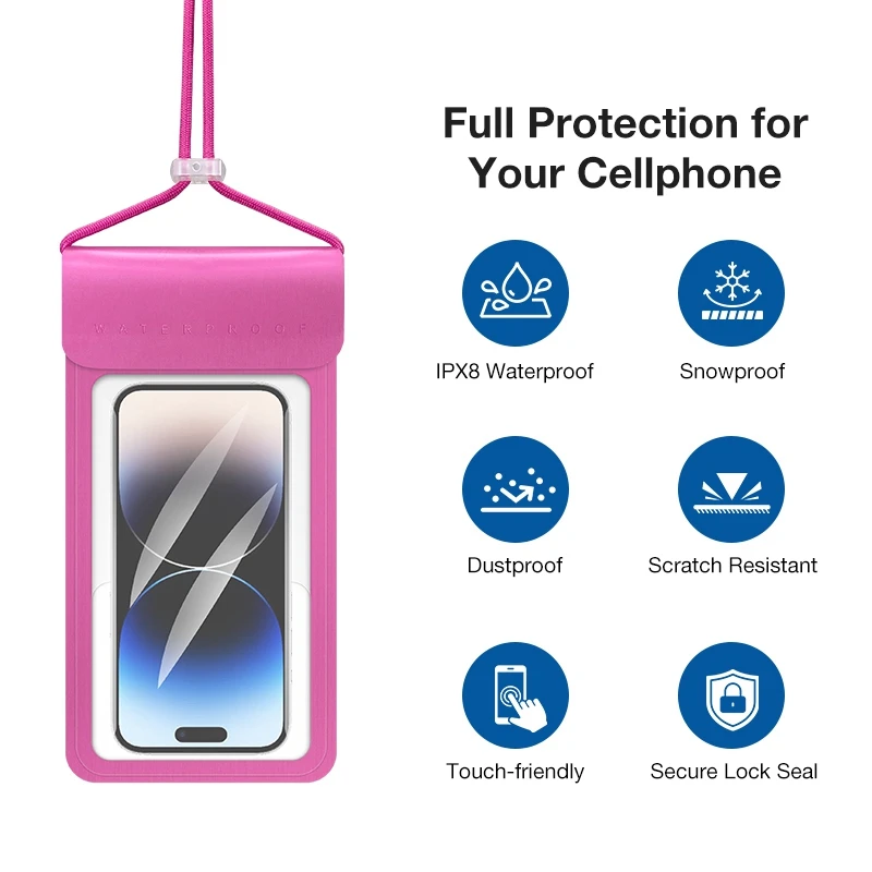 New Design 6.8 7.2 Inches Universal Waterproof Aquatic Cell Phone Bag Case Clear Diving Swimming Waterproof Bag For Phone