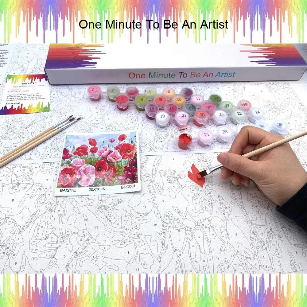 Flowers paint by numbers for adults  paints by number adults color painting by numbers art with brushes