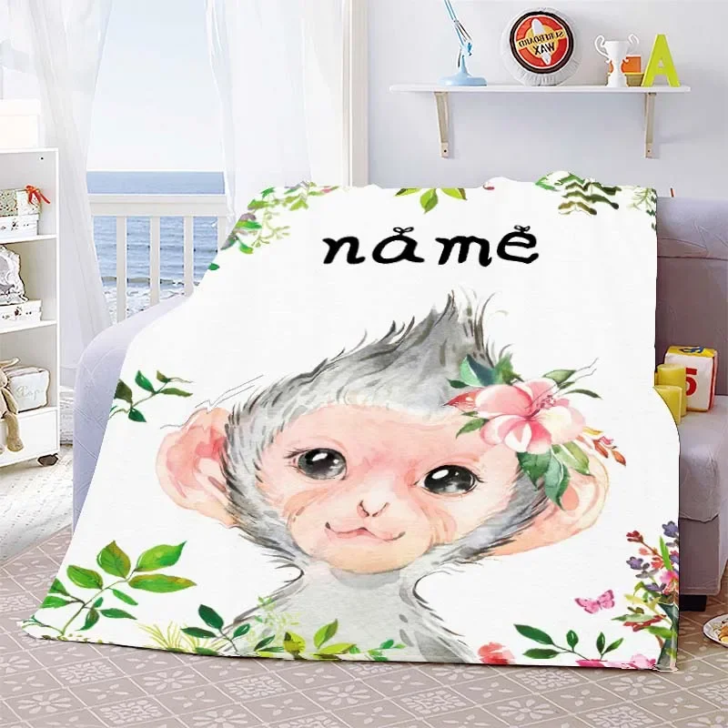 Cartoon blanket 3D printing cute funny animal figure flannel nap blanket air conditioning blanket