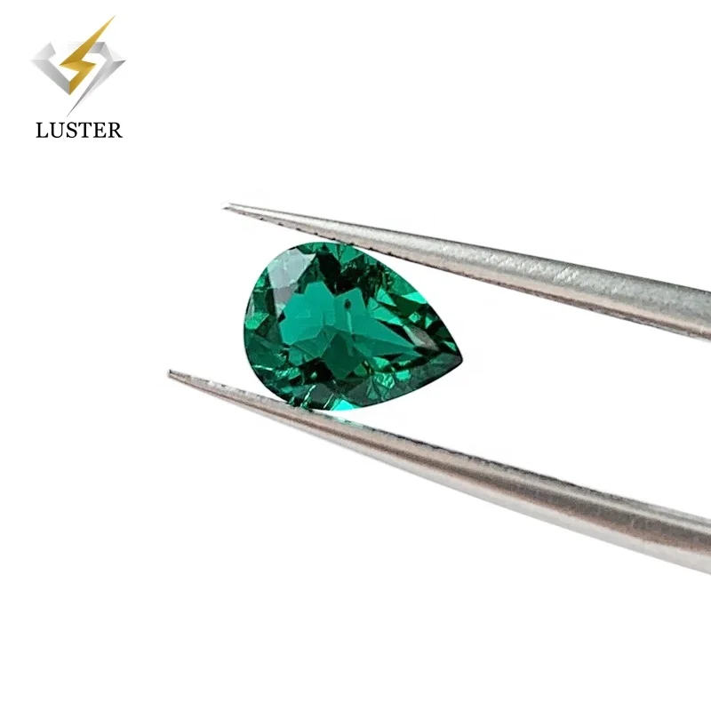 Luster gemstone supplier lab created green loose stone Zambian hydrothermal emerald