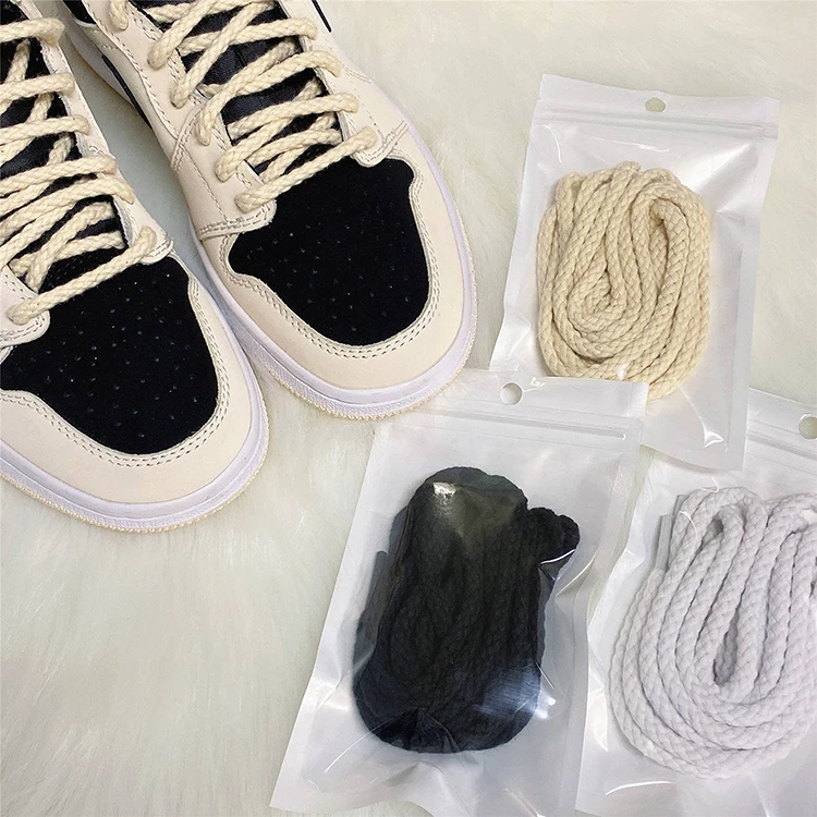 6mm 7mm thick cotton cord braided rope shoelaces shoe laces for sneakers rope laces drawcord