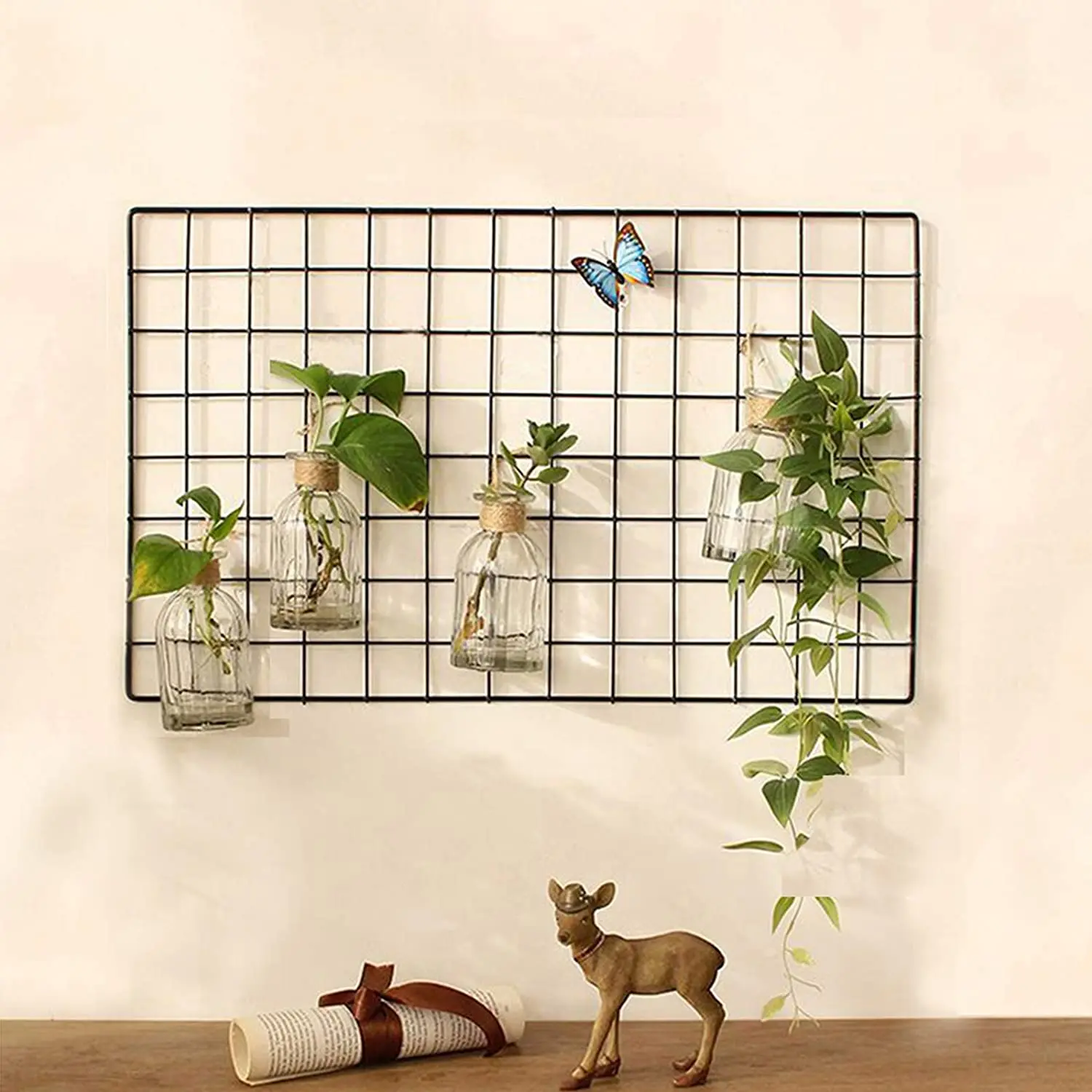 Amazon Hot sales Ins style Free of punch creative decor metal wire mesh grid panel photo wall  Grid Photo Wall wall panel