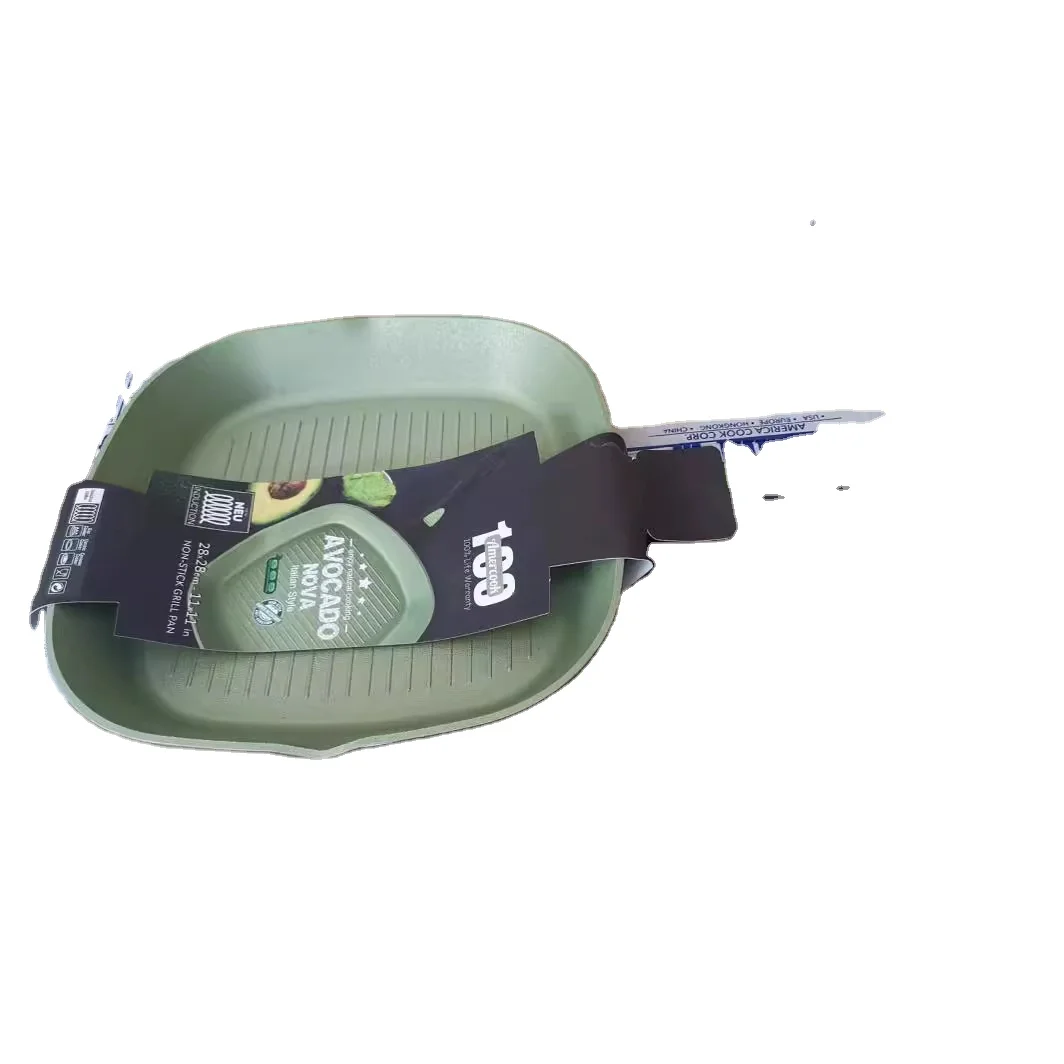 Diamond Titanium Non-Stick Coating Beef Steak Pan 28x28cm Household Square Flat Bottomed Saute Pan for Foreign Trade Export