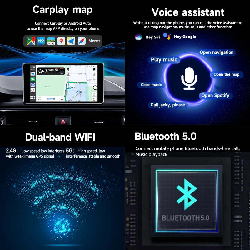 Wireless Carplay Adapter - 3 in 1 Wireless Carplay and Android Auto Adapter with Built in Netflix YouTube Support TF Card