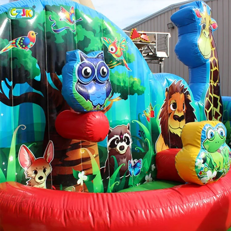Moonwalk Commercial Custom Wild Animals Combo Kingdom Inflatable Bouncer Jumping Bouncy Castle Jumper Bounce House With Slide