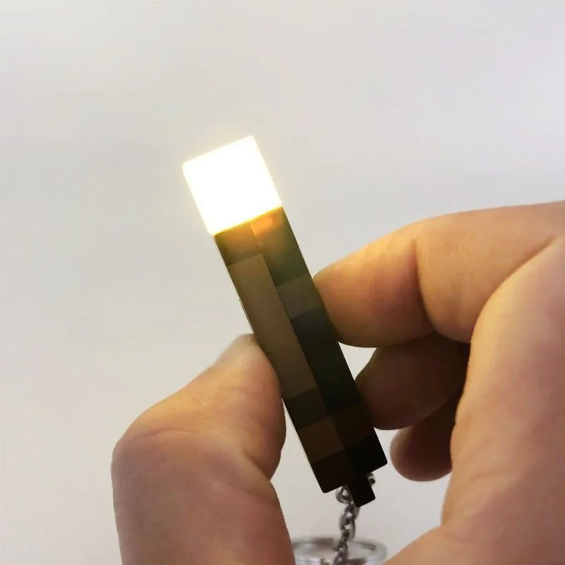 Wholesale USB Rechargeable LED Light-up Torch Night Lamp Keyrings Light model ToyPixels Brownstone Game Torch Lamp Keychain