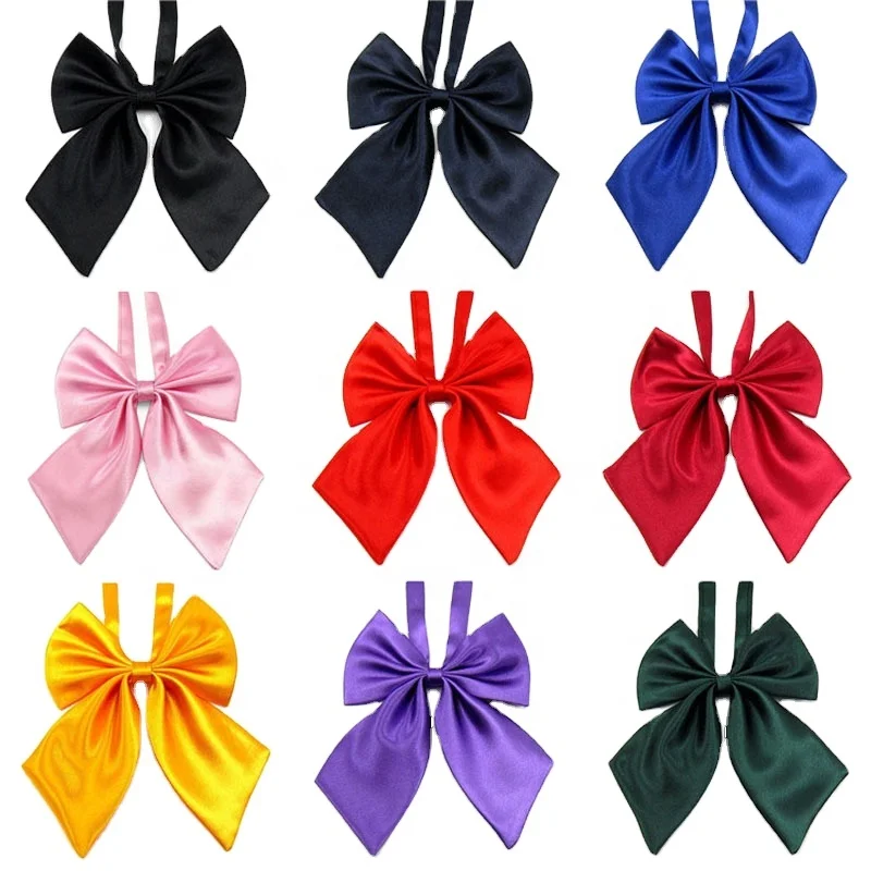High quality polyester Clothing accessories bowties Uniform Polyester Bowties Plain School Style Lady Girl Bow