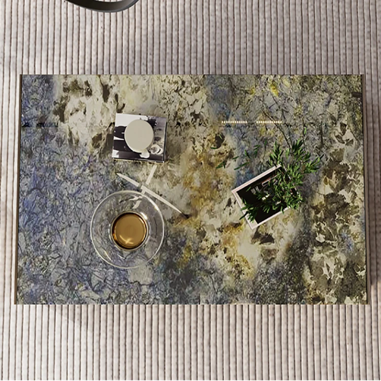 Contemporary design 2 Square tables Bronze metal antique stainless steel coffee table modern luxurious