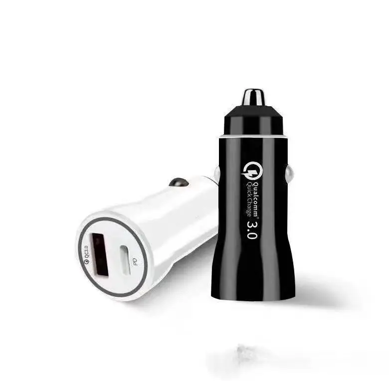 Usb C A Black White QC3.0 PD 36W Quick Charge Car Charger for Mobile Phone Charging