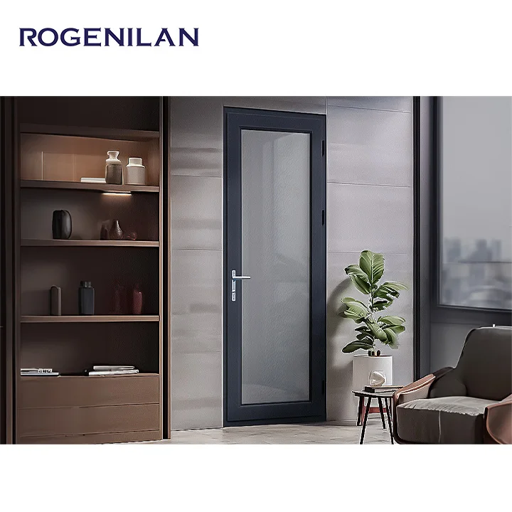 Foshan Cheap smoked glass interior doors white aluminum frame bathroom doors hotel interior french double swing door