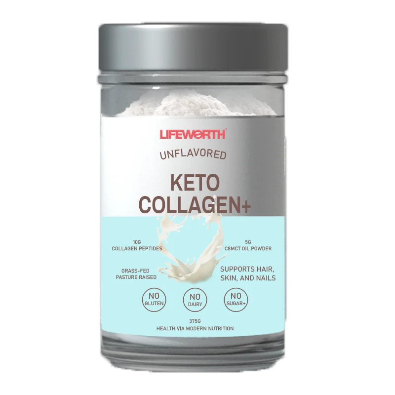 LIFEWORTH OEM Multi Collagen Protein Peptides powder Grass Fed Type I III keto friendly Hydrolyzed MTC Oil supplement