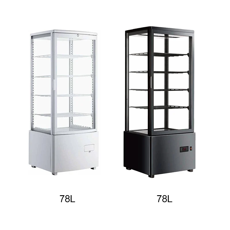Four sides glass display cooler cake refrigerator showcase with double-layer tempered glass and led light