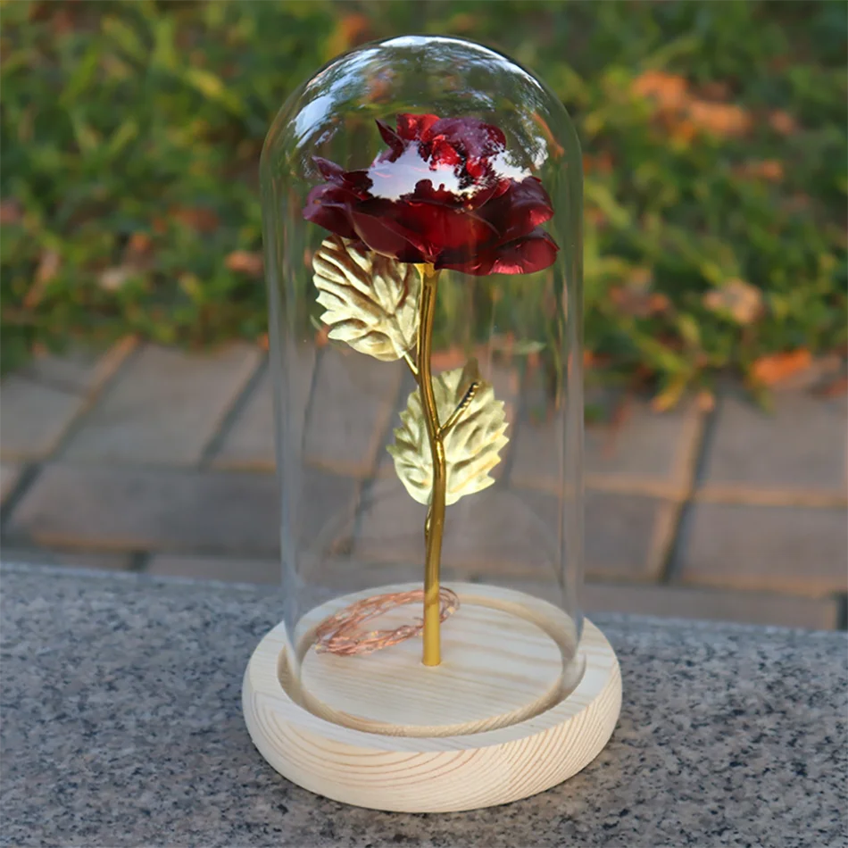 Wholesale Empty Clear Glass Dome Cloche Bell Jar Preserved Flower Rose For Valentine Gifts