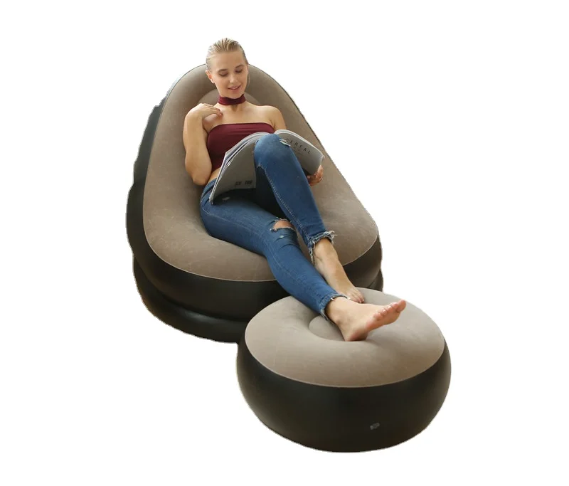 single luxurious flocking back inflatable sofa,lazy sofa folding loungers, outdoor portable inflatable chair