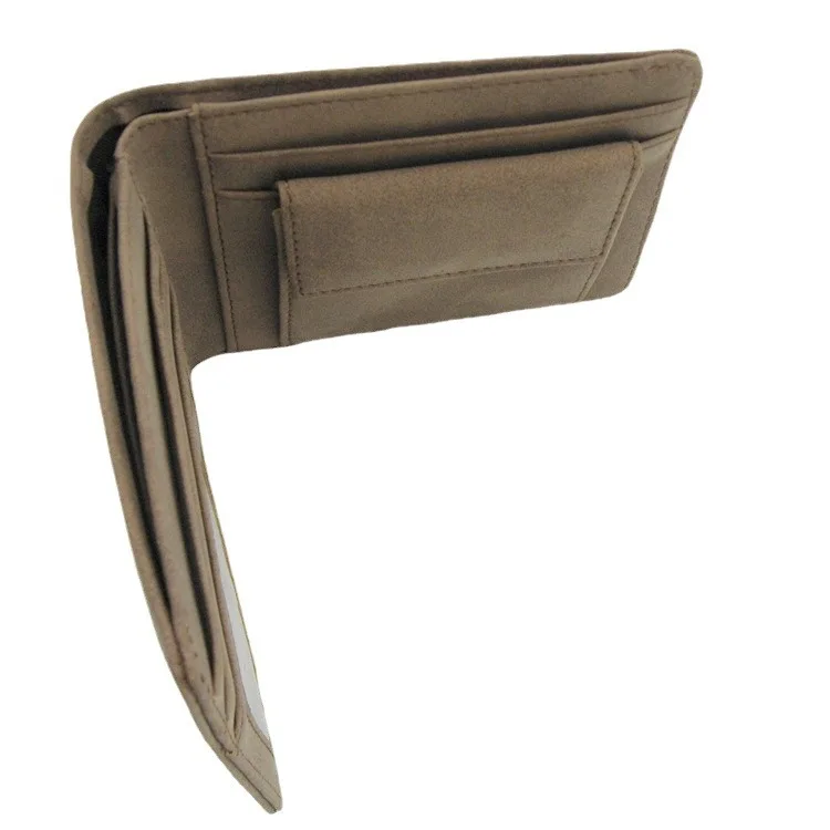 Customized design Bi-fold suit wallet multifunctional purse anti magnetic wallet with snap button pocket and ID card window