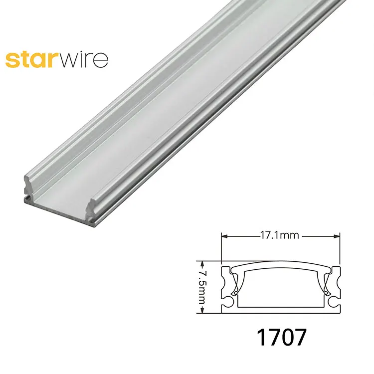 High Quality Wholesale A1707 Flat 17Mm  Cabinet Aluminum Profile Led For Furniture