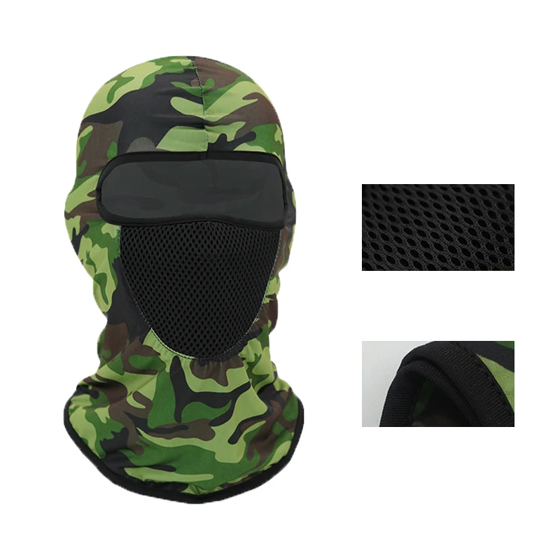 Summer Ice Silk Print Polyester Cycling Motorcycle Liner Breathable Camo Balaclava Full Face Cover Mesh Mask Hat