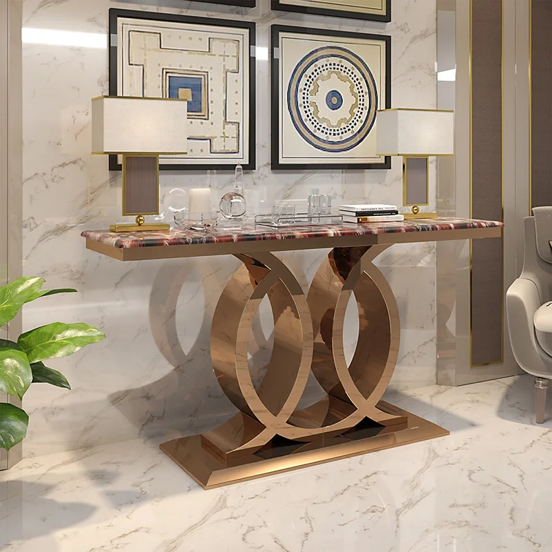 Gold console table Stainless Steel hallway console table Home furniture marble console table