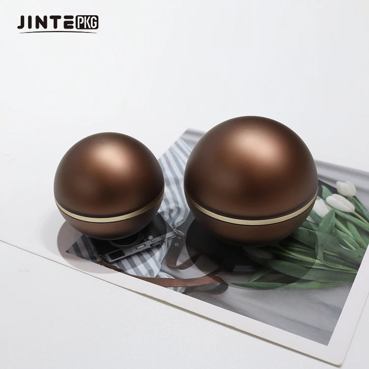 Luxury Brown Ball Shaped Cosmetic Acrylic Plastic Jars Containers For Face Cream Eye Cream Lip Balm