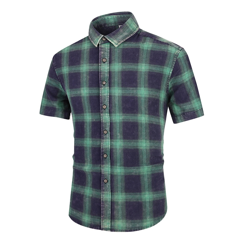 Custom man wholesale men slim fit spring checked shirts for men