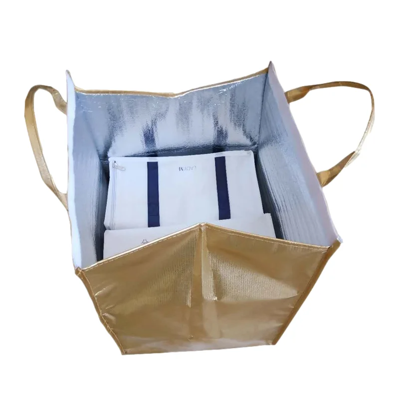 Custom promotional Non-Woven Disposable Aluminium Foil Cake Recycle Eco Thermal Cooler Bag for Food
