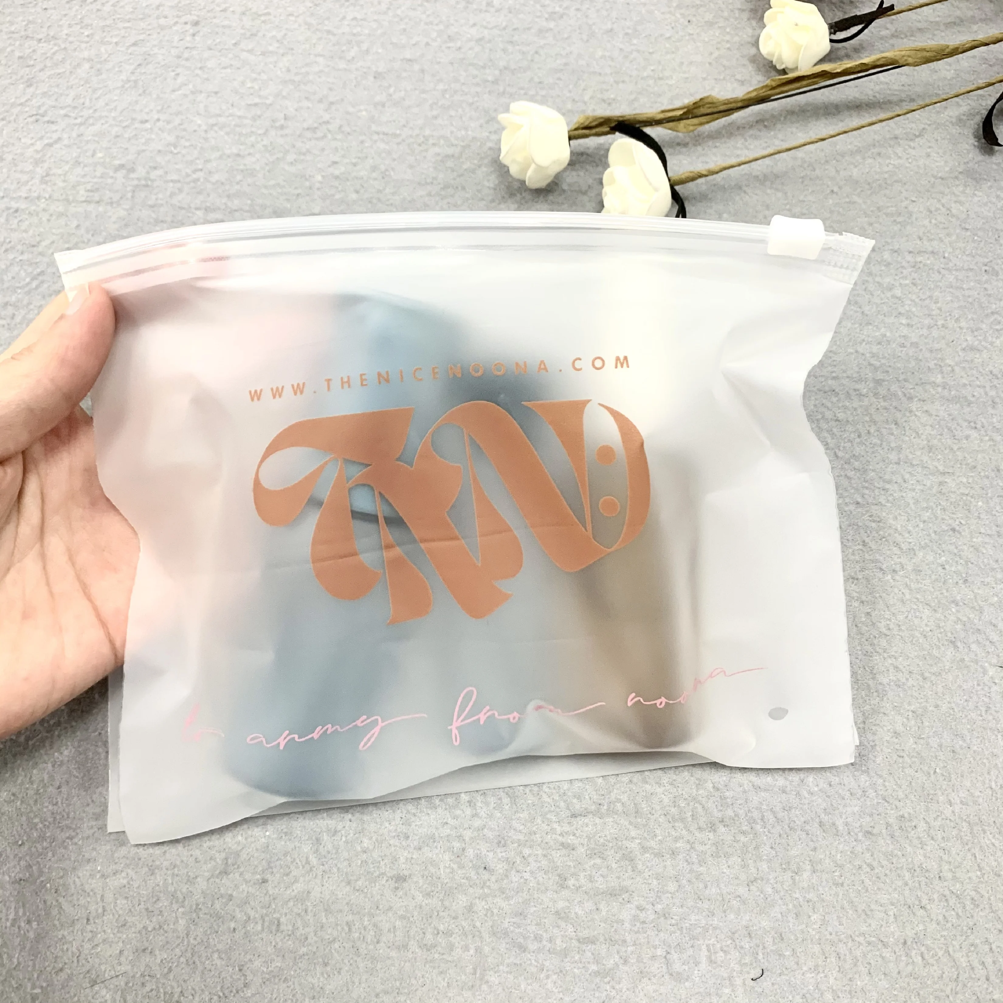 LMJ Custom Logo Pouches Frosted Printed Ziplock For Clothes Package Eva Cosmetic Packaging Bag Customized Plastic Zipper Bags