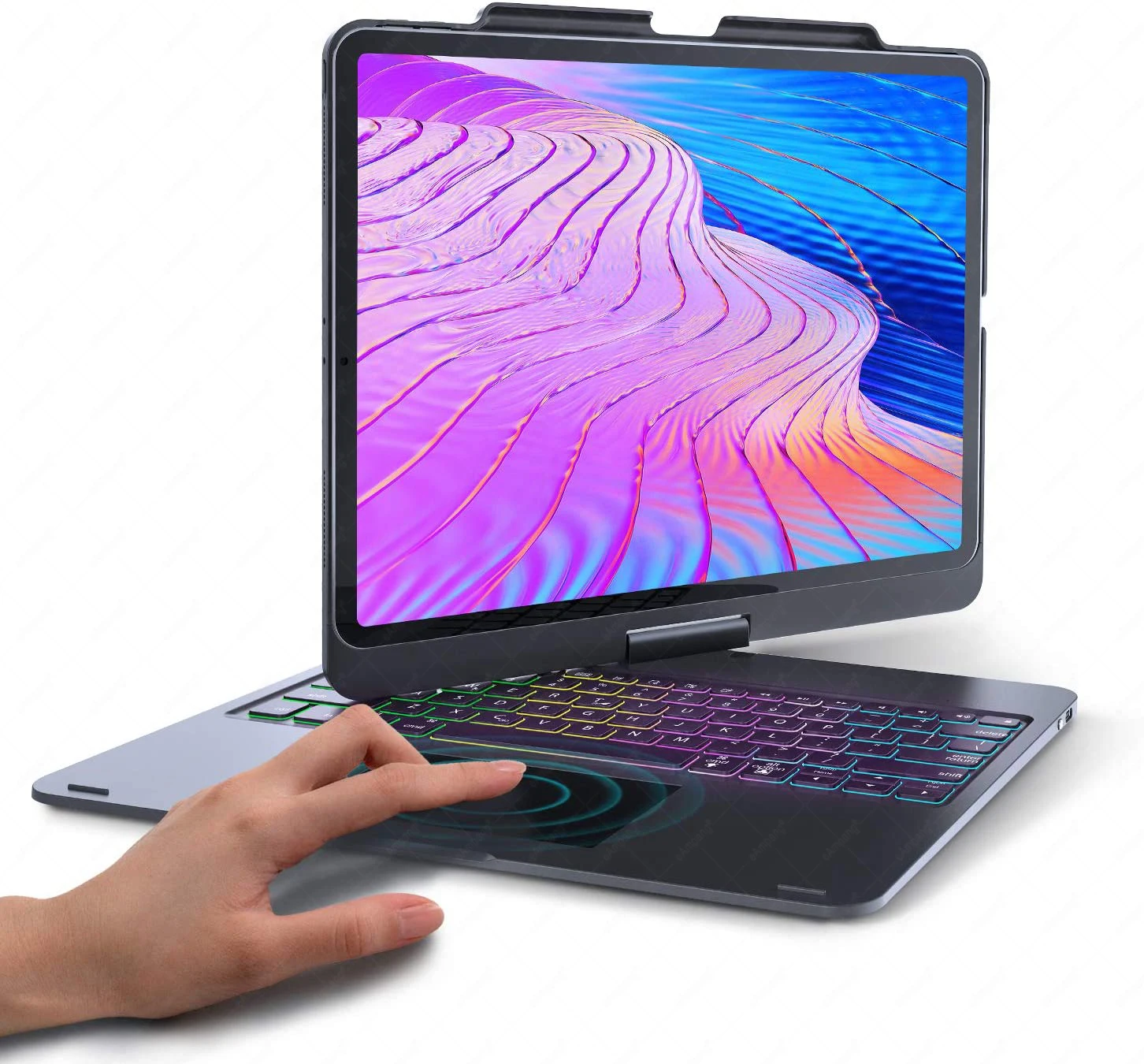 RGB-подсветка 2022 Abs жесткий чехол для ПК с клавиатурой Ipad 12 9 360 Вращающаяся