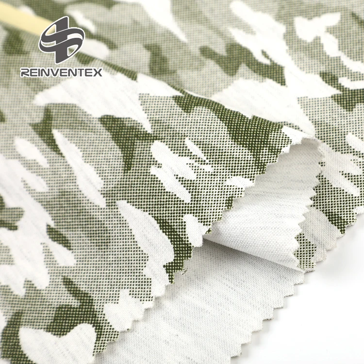 9204 Polyester rayon spandex camouflage leggings sports interlock jersey printed knitting fabric for tops