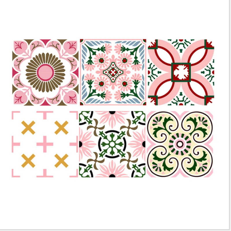 pink printing moroccan ceramic floor and wall tile use  for living room and bathroom  11.8 in.x11.8 in.