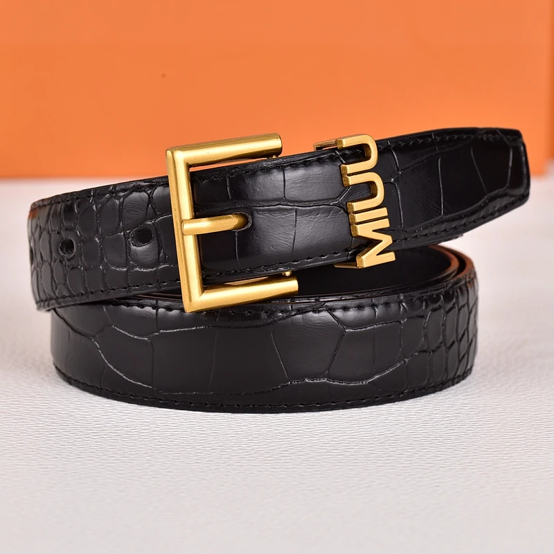 Luxury Designs Letter Buckle Genuine Leather Belt Female Retro Designer Waist Belts Decoration Jeans Custom Logo