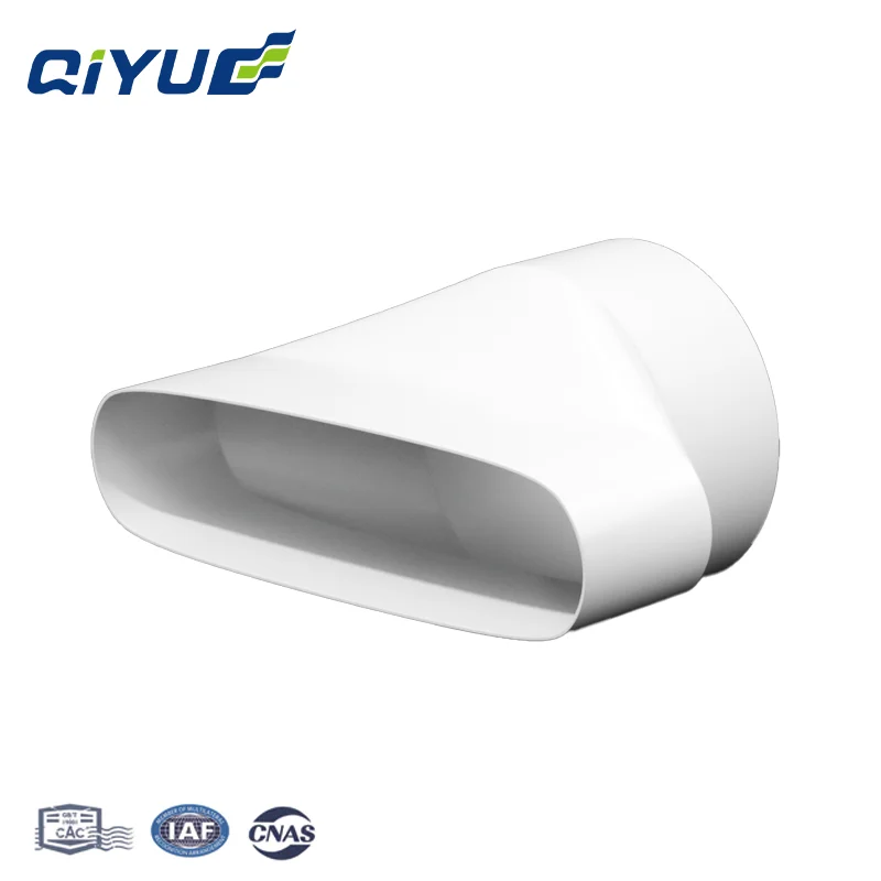 Qiyue High Quality  Manufacturing  White ABS 132mm*30mm-90mm Straight Through Square Rounding for Air Duct System
