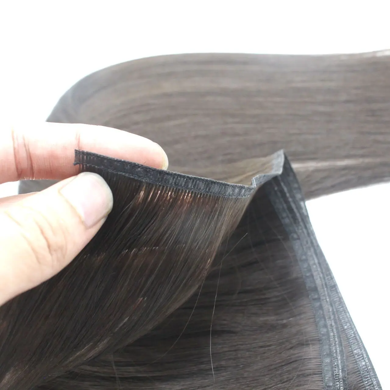 Top quality 12A grade Perfect Volume Double drawn Thickness Russian Flat Weft seamless hand tied skin pu weft Hair Extension
