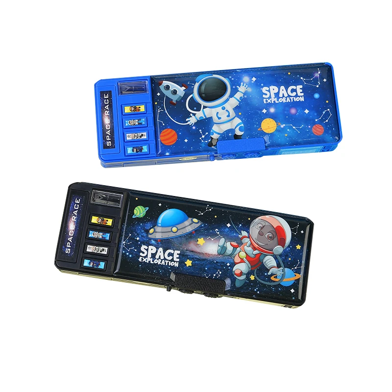 Creative Hot Selling  Double Layer Multifunctional Pencil Box Cartoon Boys Stationery Bag