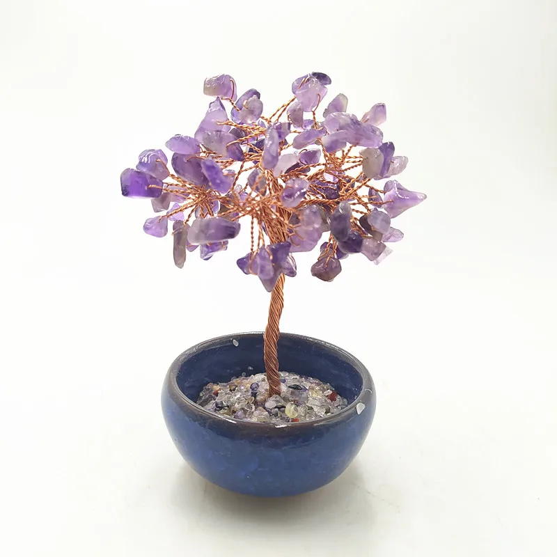 
Wholesale Gemstone amethyst Healing Trees yellow crystal tree 