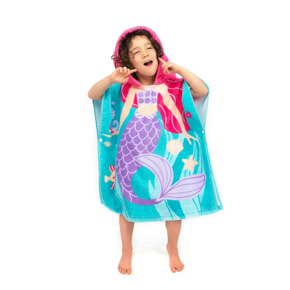Techcool free sample microfiber animal print child hooded beach towel