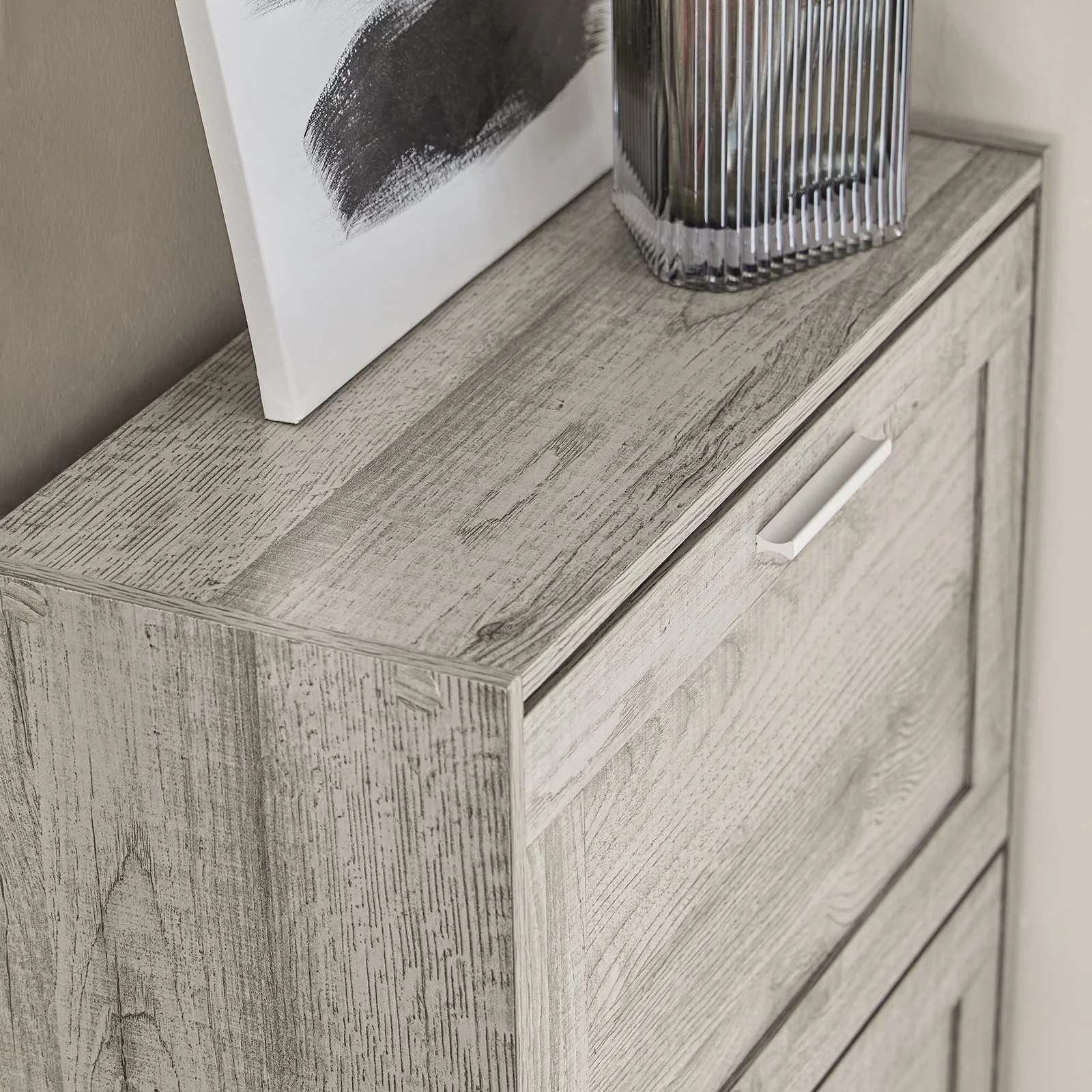 Shoe Storage Cabinet for Entryway, Narrow Shoe Cabinet with 2 Flip Drawers, Modern Freestanding Shoe Organizer Rack