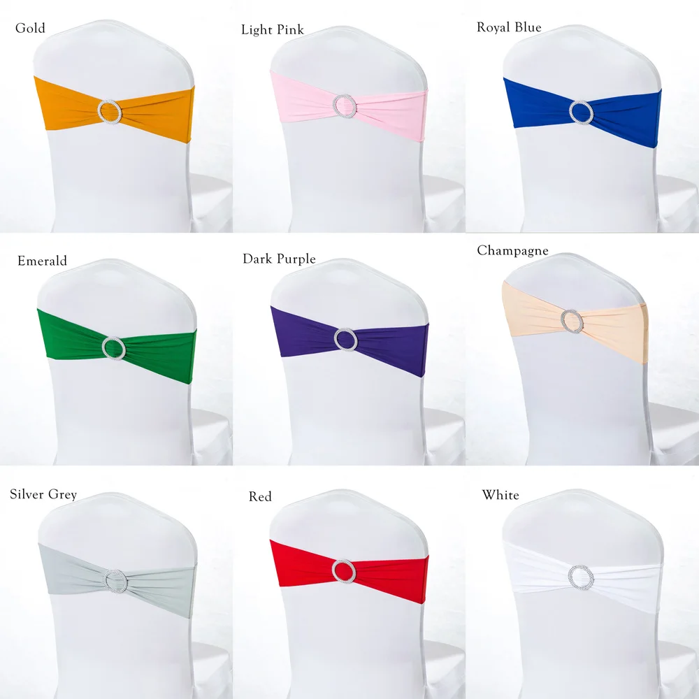 
Z716 Chair sash with buckle stretch elastic lycra chair bands for wedding 