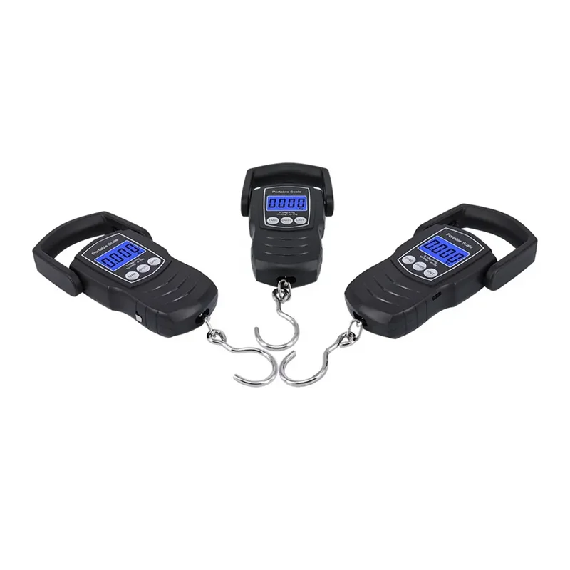 50Kg Hanging Scale with Ruler Digital Portable Fish Hook Electronic Weighting Luggage Scale LED Display Balance