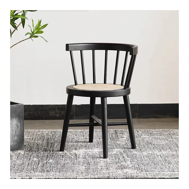 Wholesale Solid Wood Rattan Windsor Dining Chair Windsor Chair Home Office Retro Leisure Chair for Living Room Bedroom