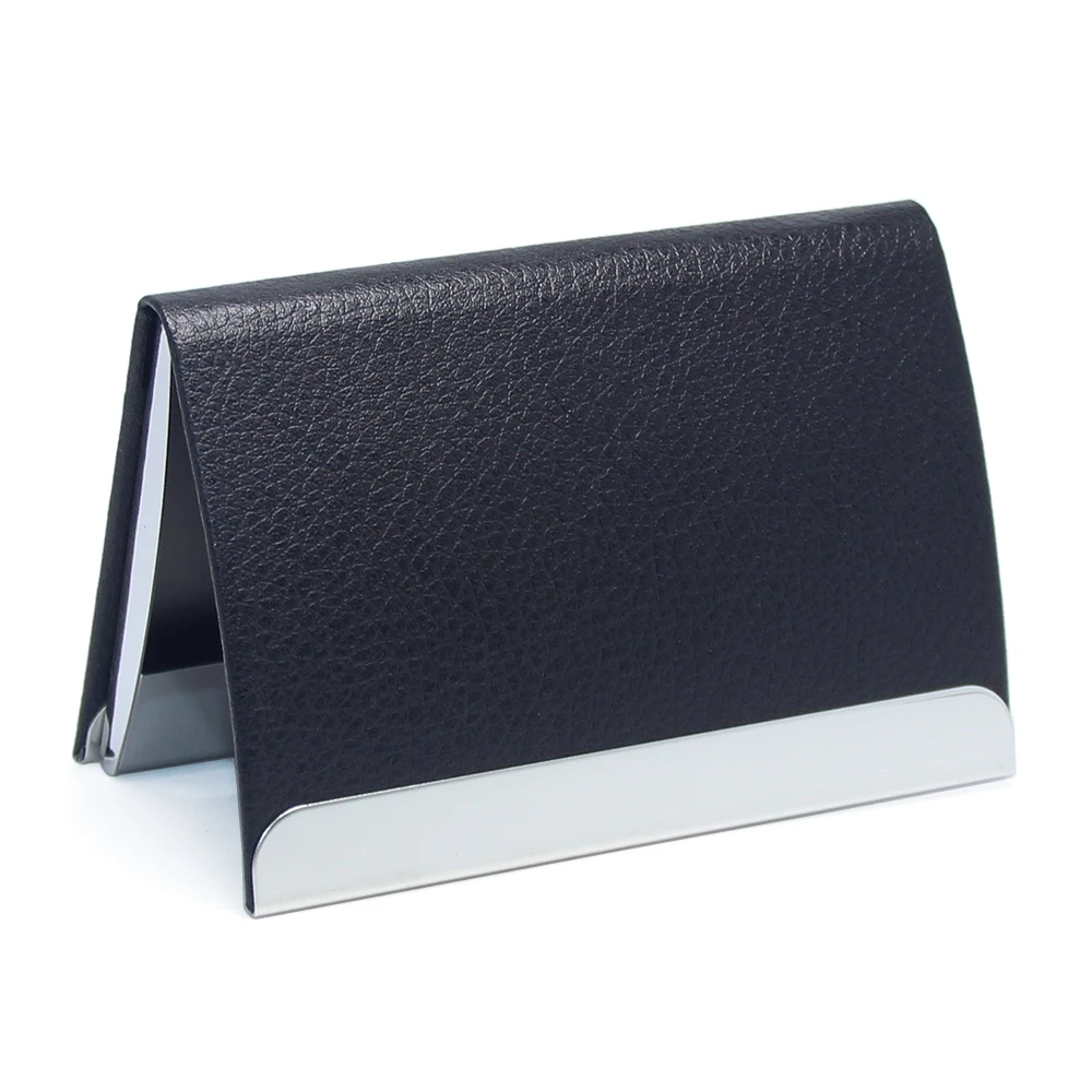 
PU Leather Stainless Steel Card Wallet Case Box Cardholder Magnet Metal Purse Men Women Business Name ID Bank Credit Card Case 