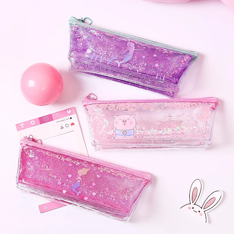 2023 Wholesale Large Capacity Creative Pen Bag Pouch Cute Colorful Transparent Pencil Case Personality Pencil Cases