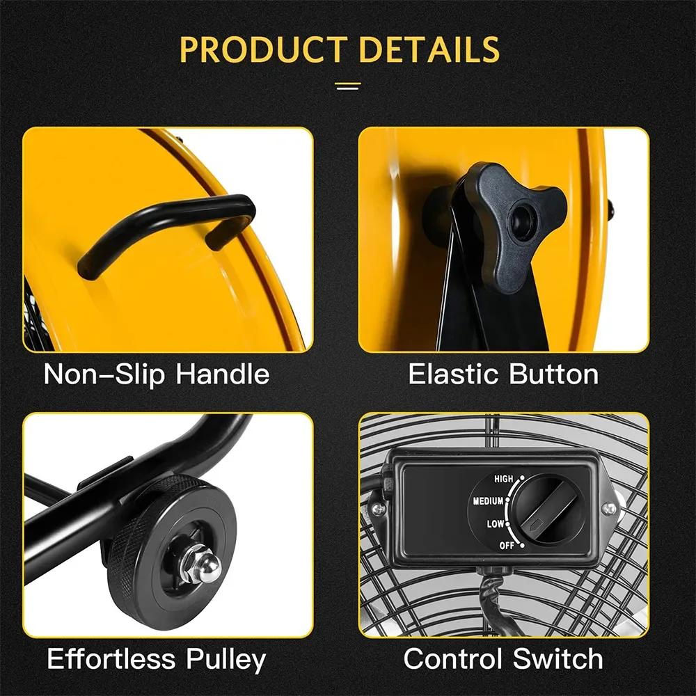 Professional Manufacturer Energy Saving Industrial Fan 24 Inch Strong Wind Black Ventilation Fans