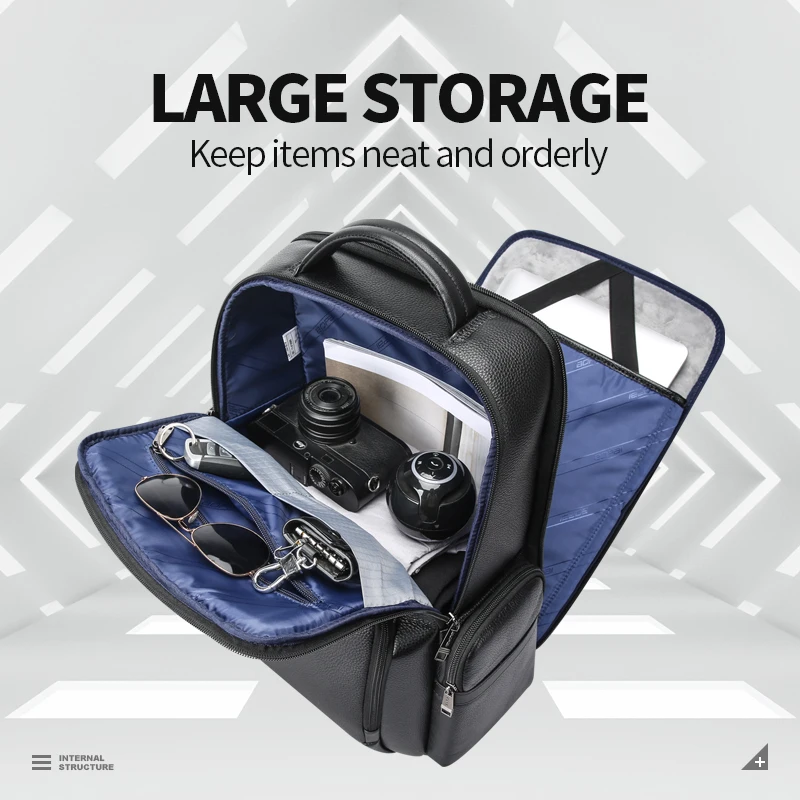 BOPAI luxury mochila couro back pack men multifunctional custom large capacity laptop office travel real leather usb backpack