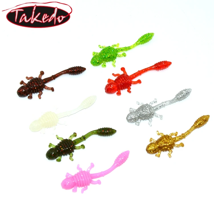 TAKEDO SP12 5cm 1.1g  House lizard Multi-tailed fish craw lure screw musky worm saltwater fishing soft plastic fishing lures