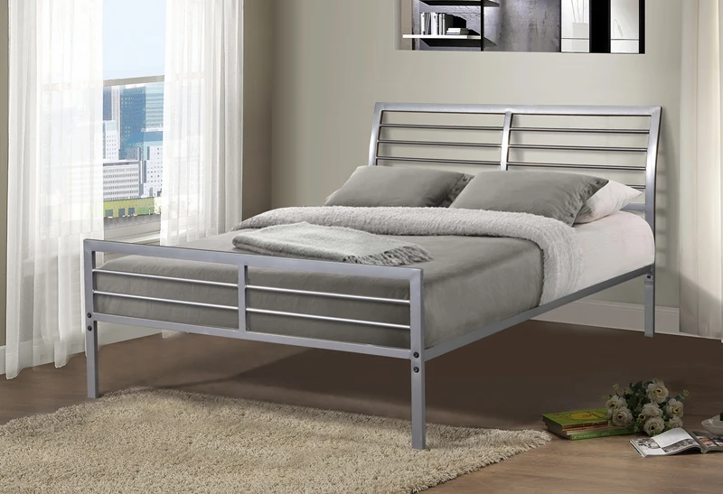 
Silver Simple Industrial Home Furniture Metal Single Steel Bed 
