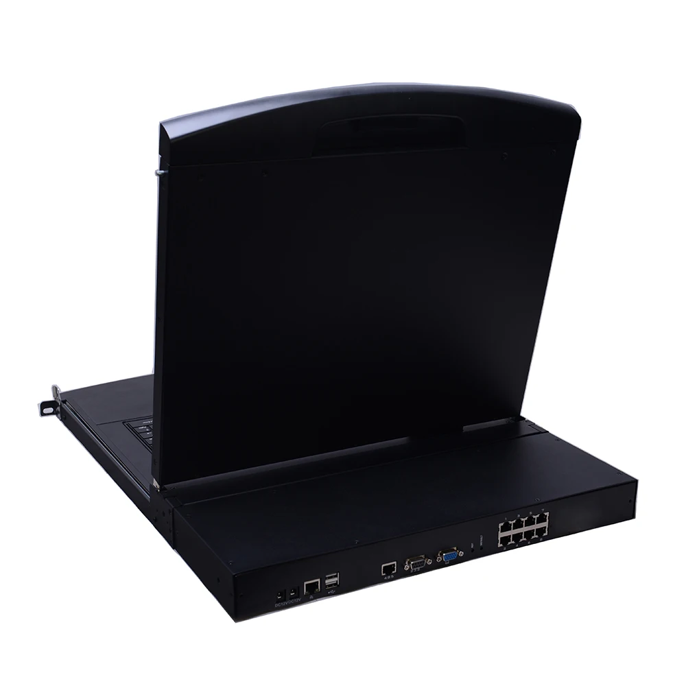 Durable 12V Input DC Jack 17 Inches Screen 8ports Smart LCD KVM Matrix With DVI Dongle